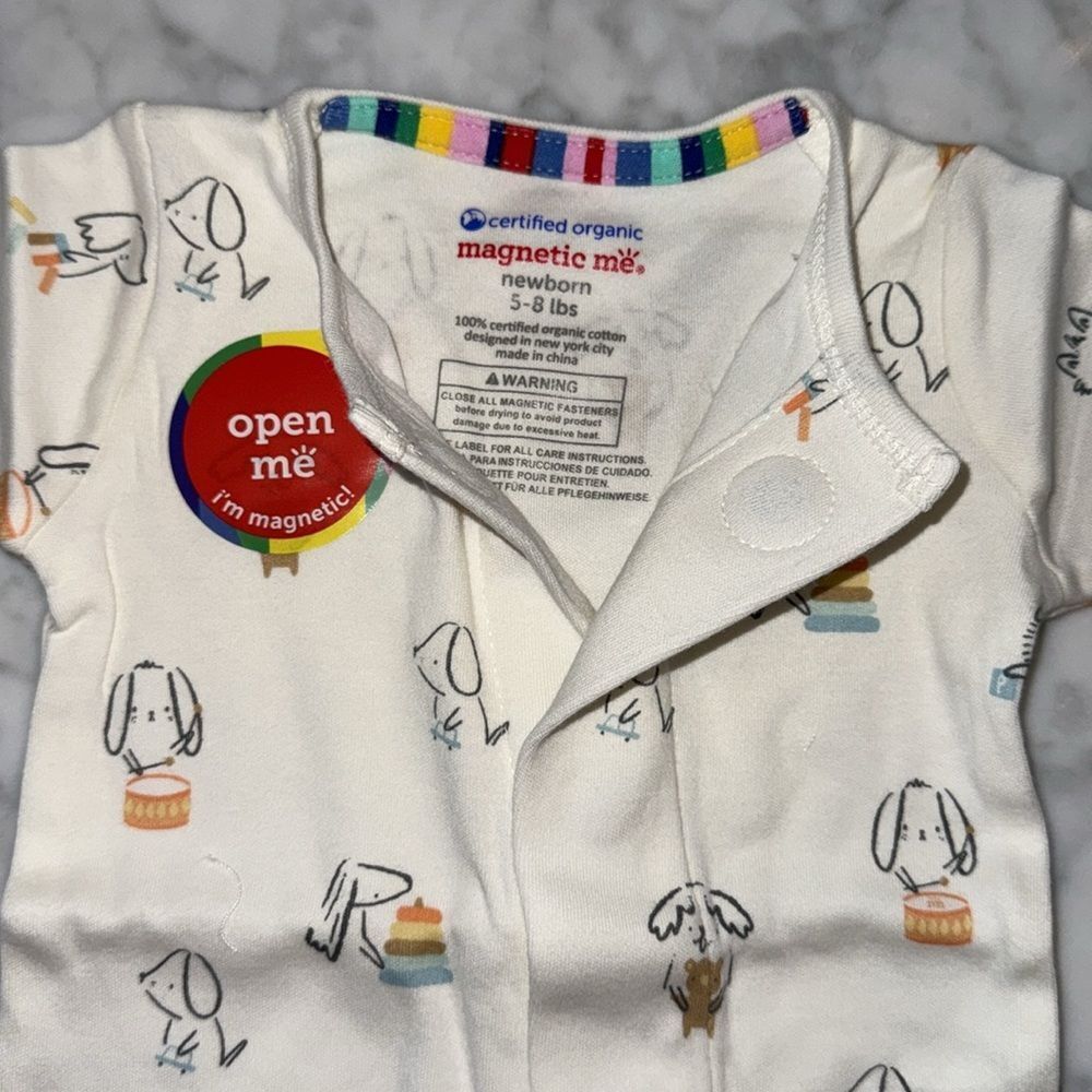 NWT MAGNETIC ME ORGANIC PUPPY FOOTIE - Picture 7 of 7